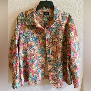 Anthropology Analogy Multicolor Abstract Print Button blazer size L